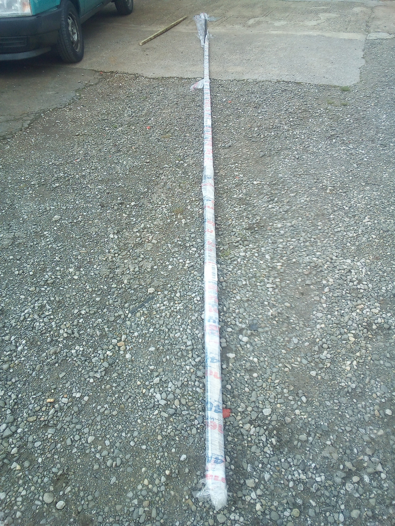 A 3 meter long length of steel, wrapped up in plastic for
shipping